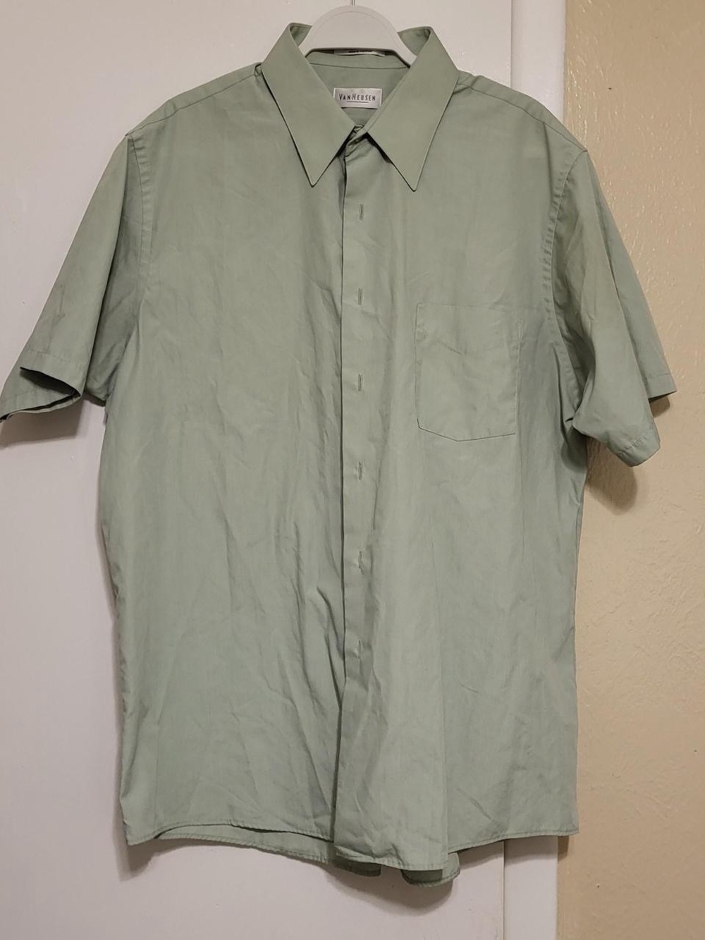 Van Heusen Short Sleeve Button-Down Shirt in Sage Green